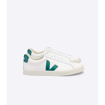 Veja ESPLAR LEATHER Women's Sneakers White/Green | NZ 619KOR